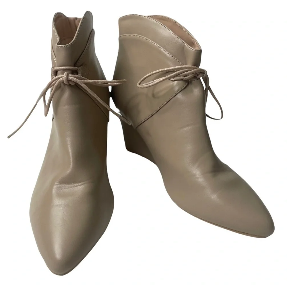 Allegra K Women’s Nude Colored Wedge Ankle Boots